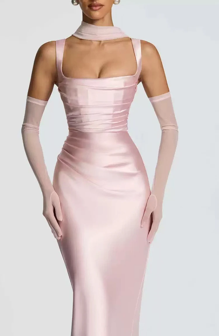 Corset Maxi Dress with Scarf Sexy Prom Gown Party Evening Dress Long Backless Lady Verstidos Chic Wedding Dress – Image 22