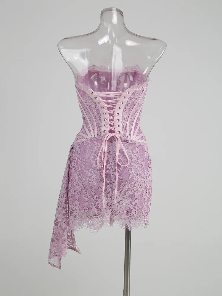 Sexy Lace See-through Patchwork Corset Dress – Image 19