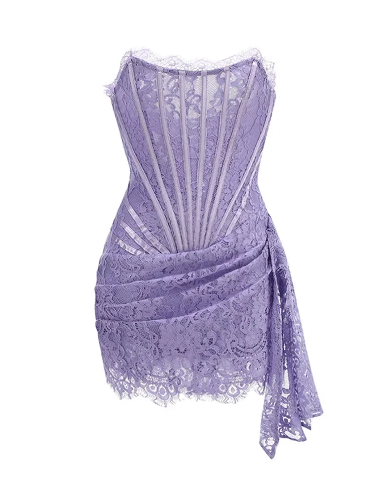 Sexy Lace See-through Patchwork Corset Dress – Image 13