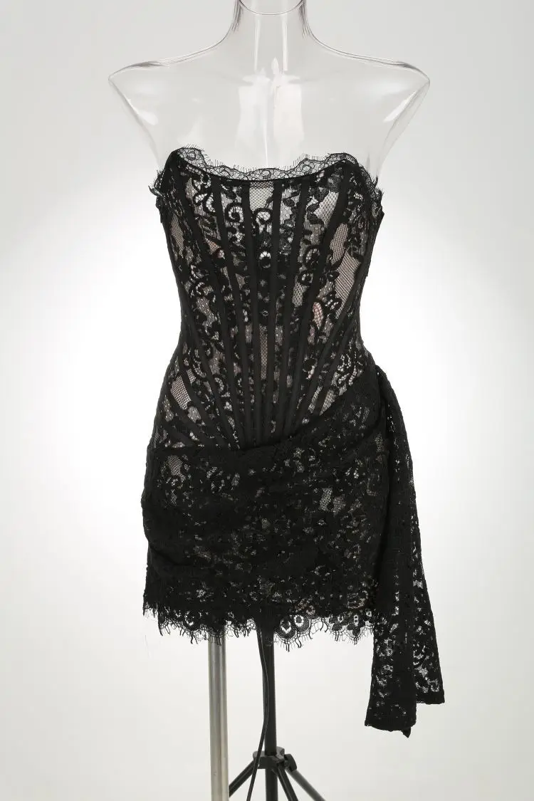 Sexy Lace See-through Patchwork Corset Dress – Image 16