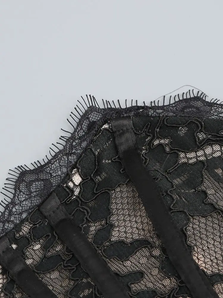 Sexy Lace See-through Patchwork Corset Dress – Image 25