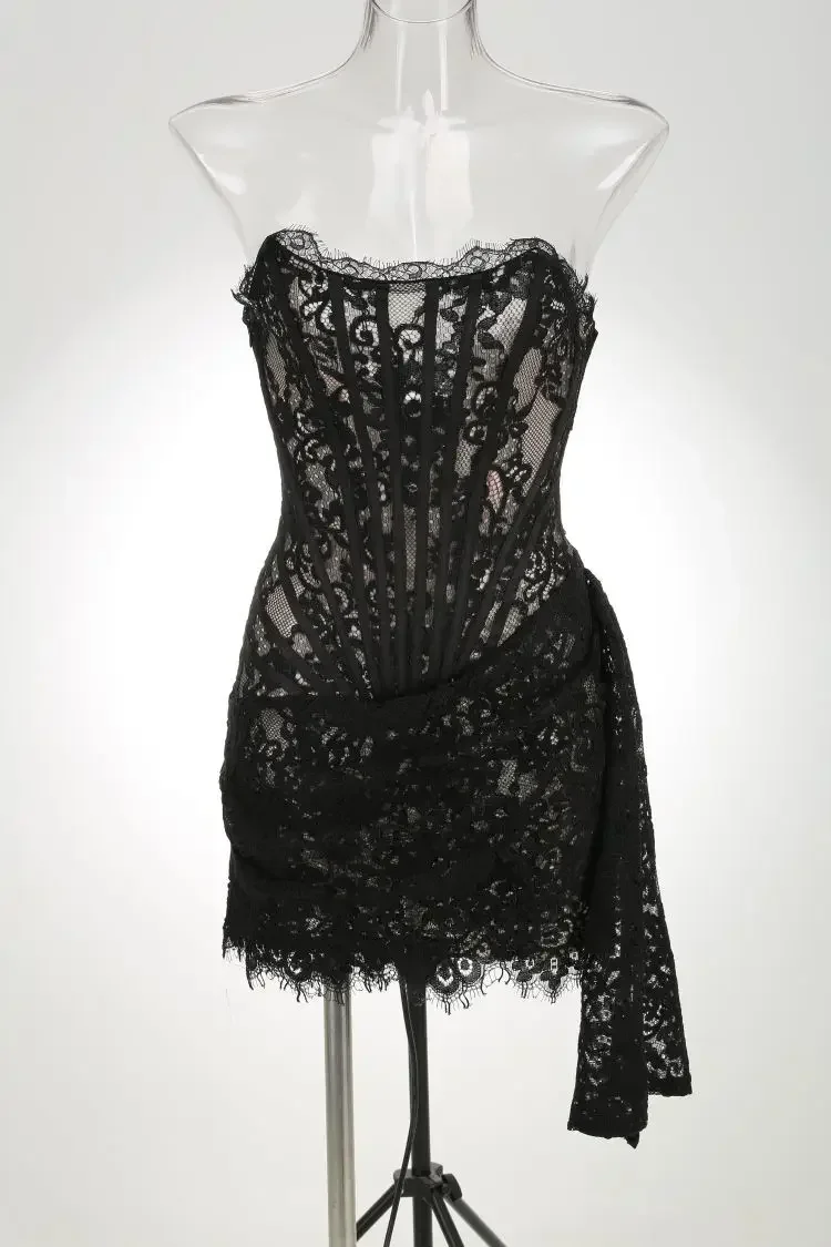 Sexy Lace See-through Patchwork Corset Dress – Image 12