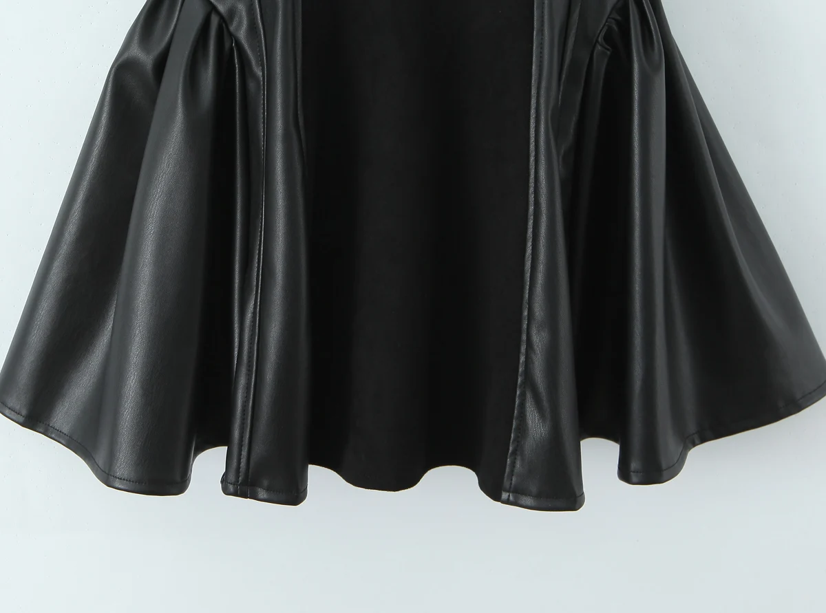 Sexy Corset style Low Waist Faux Leather Sling Dress Black – Image 9