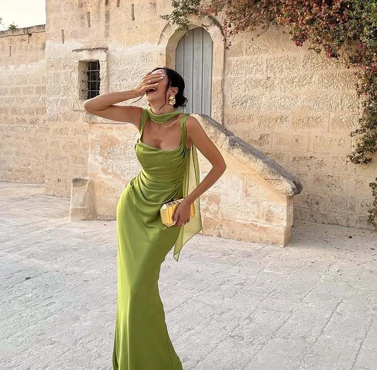 Corset Maxi Dress with Scarf Sexy Prom Gown Party Evening Dress Long Backless Lady Verstidos Chic Wedding Dress – Image 15