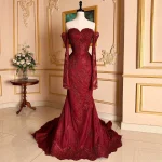 Long Sleeve Sweetheart Corset Prom Gown Wedding Party Dresses