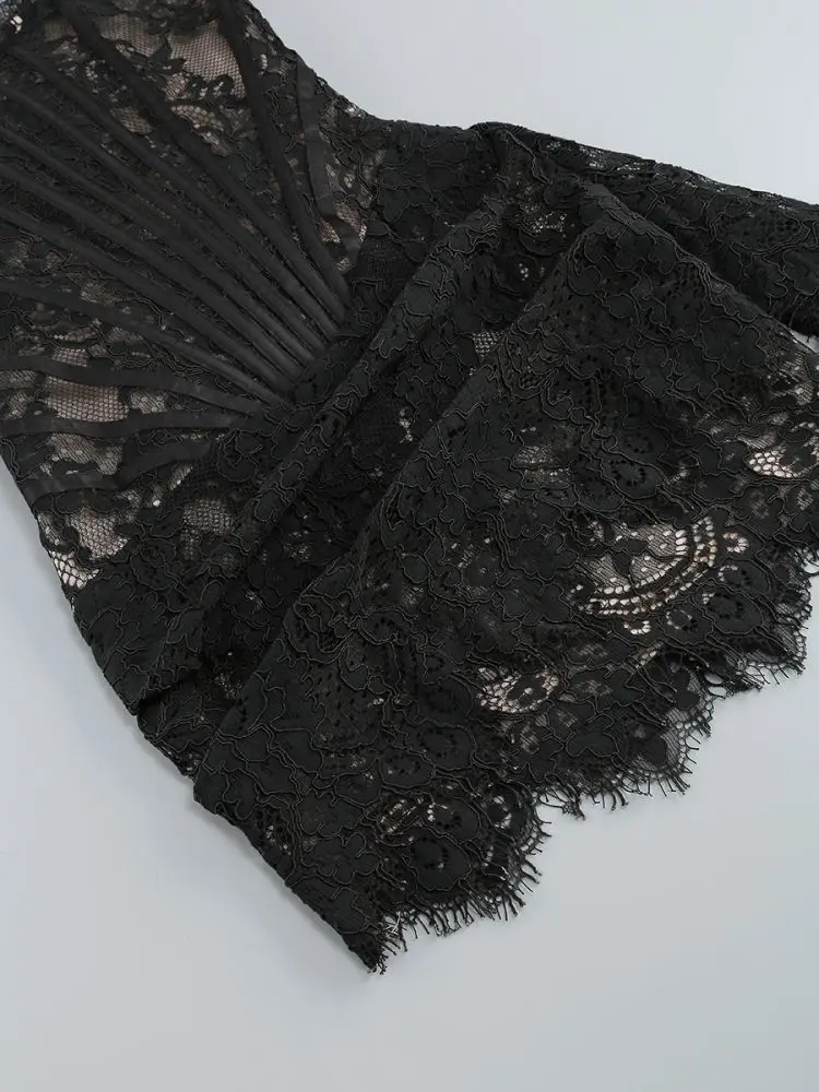 Sexy Lace See-through Patchwork Corset Dress – Image 28