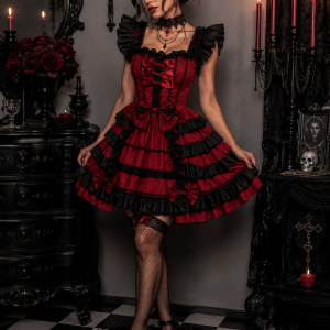 Sweet Lolita Dress Princess Lace Court Cosplay Costumes Fashion Women Vintage Dresses Gothic Bow Lace Flounce Patchwork Dresses