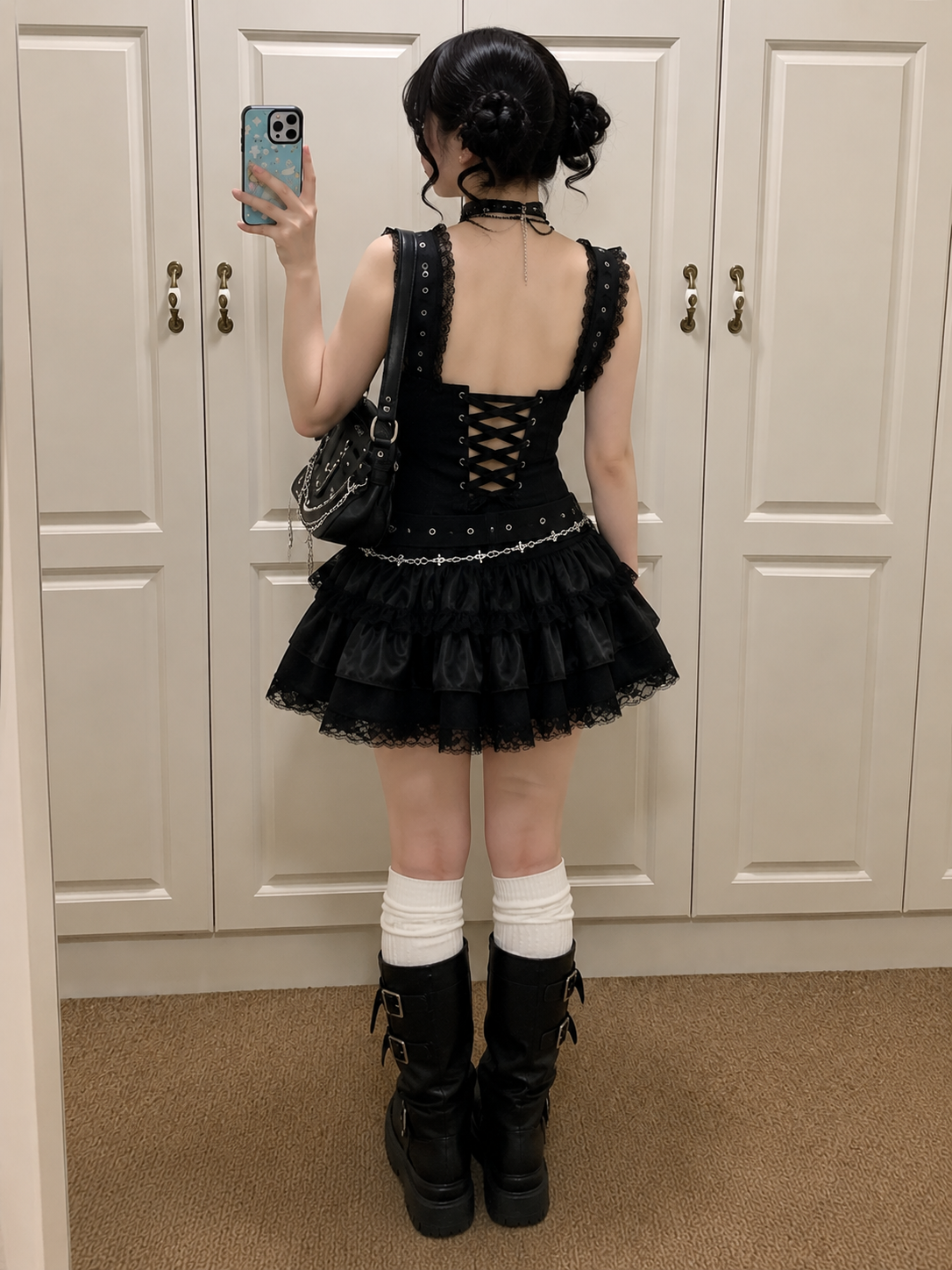Robe mini en dentelle gothique Raven Noir – Mode élégante Harajuku E-Girl - Image 3