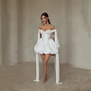 Simple A-Line Wedding Dresses Strapless Corset Back Wedding Ball Gowns White Princess Bridal Ball Prom Dress