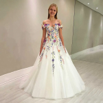 Dress Vestido De Novia Flower Lace Evening Dress White Corset Back Prom Dress