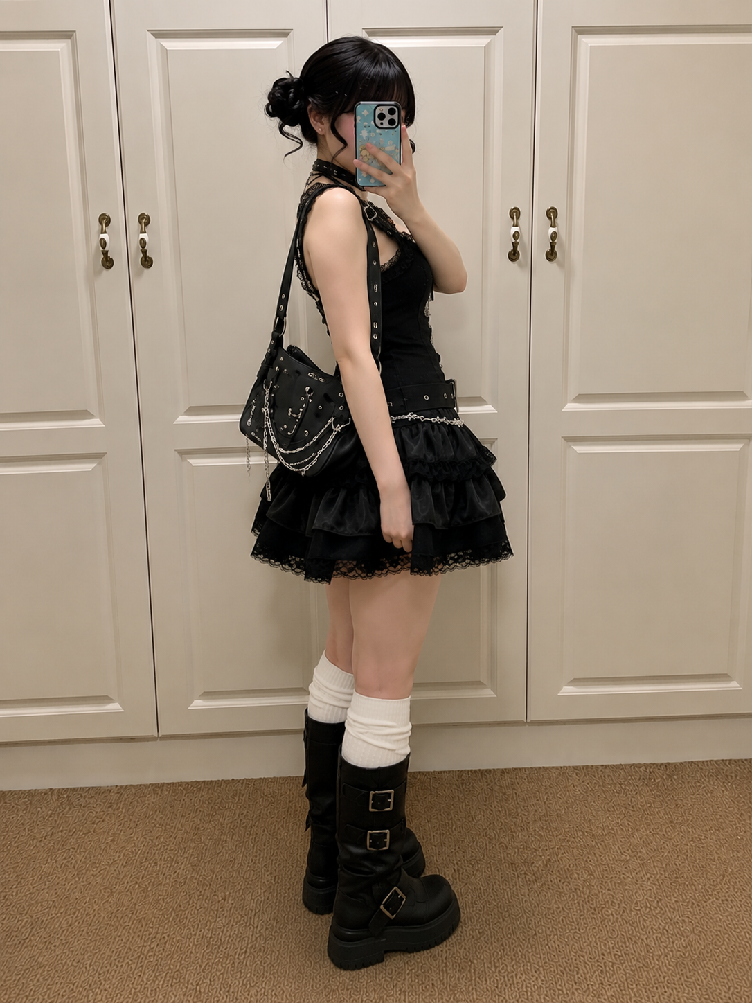 Robe mini en dentelle gothique Raven Noir – Mode élégante Harajuku E-Girl - Image 4