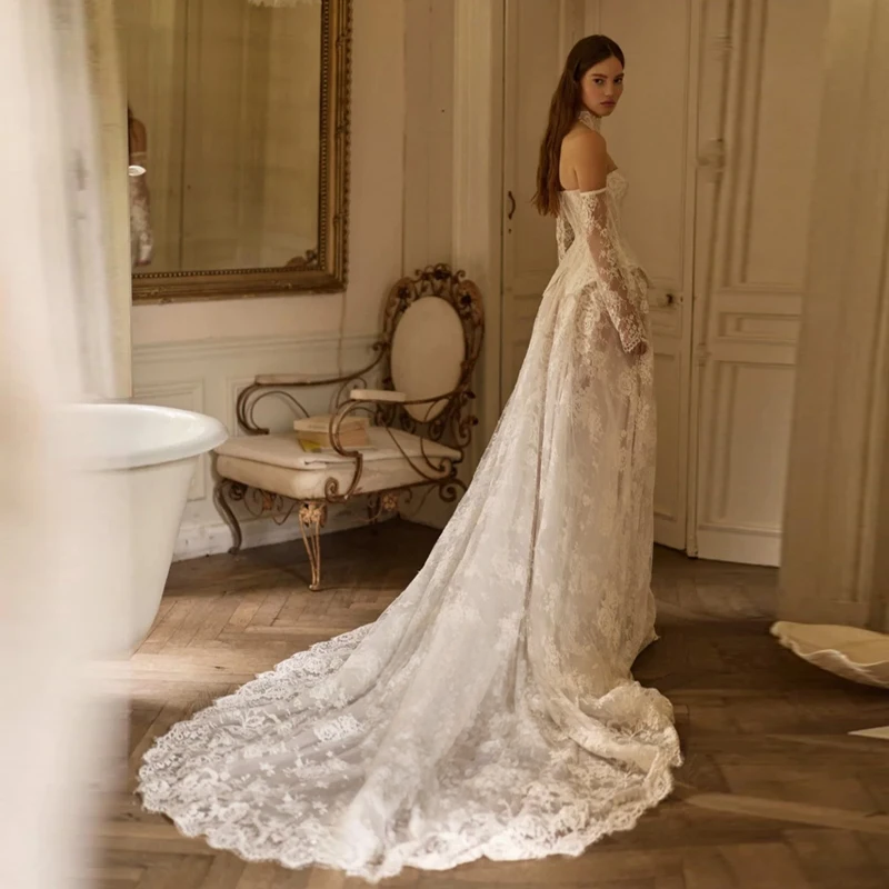 Charming Sweetheart Neck A-Line Lace Wedding Dress with Corset Backless Bridal Gown Floor-Length Sleeveless - Image 2
