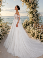 Women's Organza Tulle A-Line Wedding Dress Floor Length Corset Back Elegant Robe De Mariee