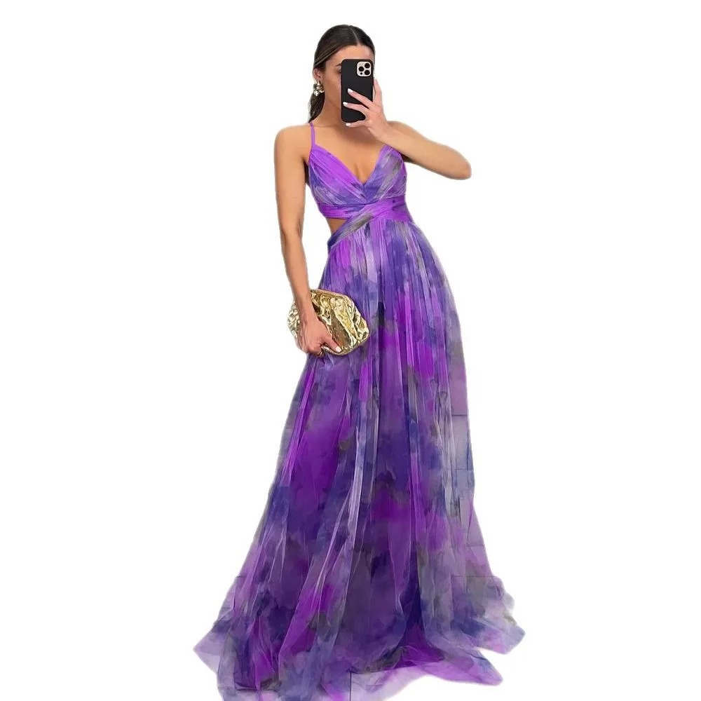 Sexy Strapl Evening Dr Casual Par Holiday Long Skirt with Print High Waist No Sve Summer Women's Dr - Image 5