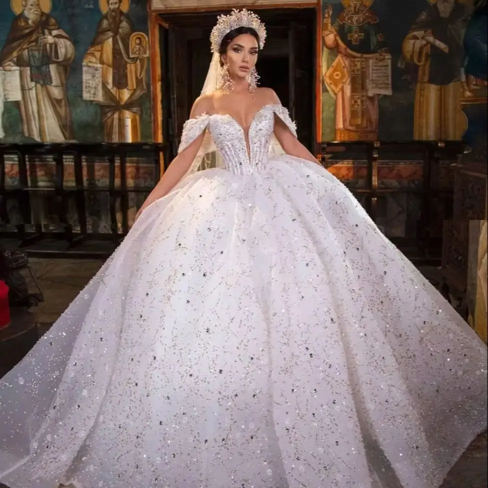 corset Wedding Dress A-line Sequin Bride Dress - Image 4