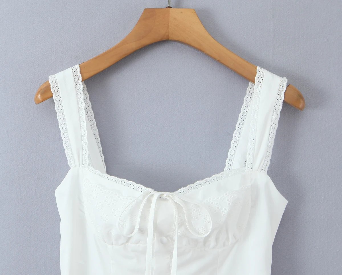 Lace Ruched Chest Corset Style Sling Dress Women Cross Lacing up Back wood ears Hem Tank Dresses Vestidos - Image 13