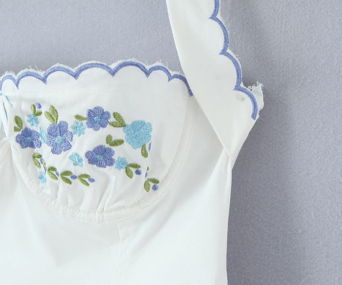 Sexy Backless Halter Embroidery White Dress For Women Elegant A-line Low Waist Mini Dresses - Image 10