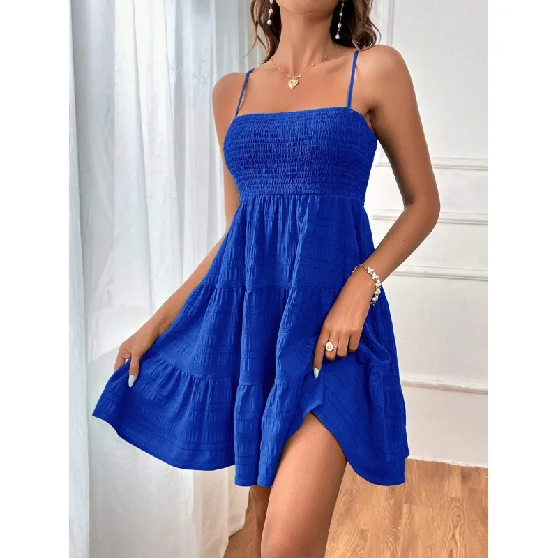 Sky Breeze Smocked Bustier Mini Dress – Spaghetti Strap Tiered Summer Dress - Image 11