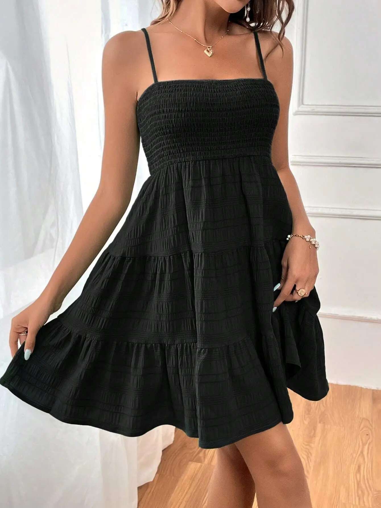 Sky Breeze Smocked Bustier Mini Dress – Spaghetti Strap Tiered Summer Dress - Image 22
