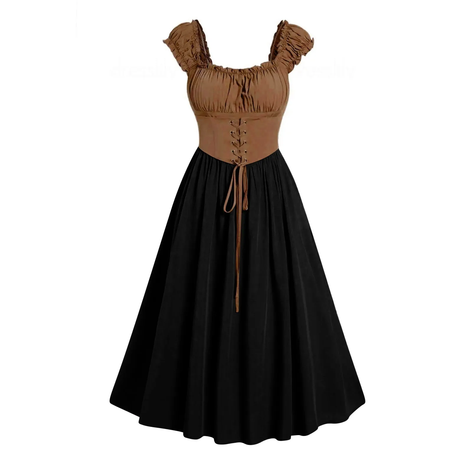 Medieval Dress For Women Gown Gothic Dress Sleeveless Corset Waist Party Midi Lace Up Dresses - Image 15