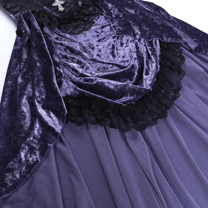 Gothic Velvet A-line Dress Female Elegant Evening Lolita Partywear Grunge Sling Lace Hem Alt Cloth - Image 21