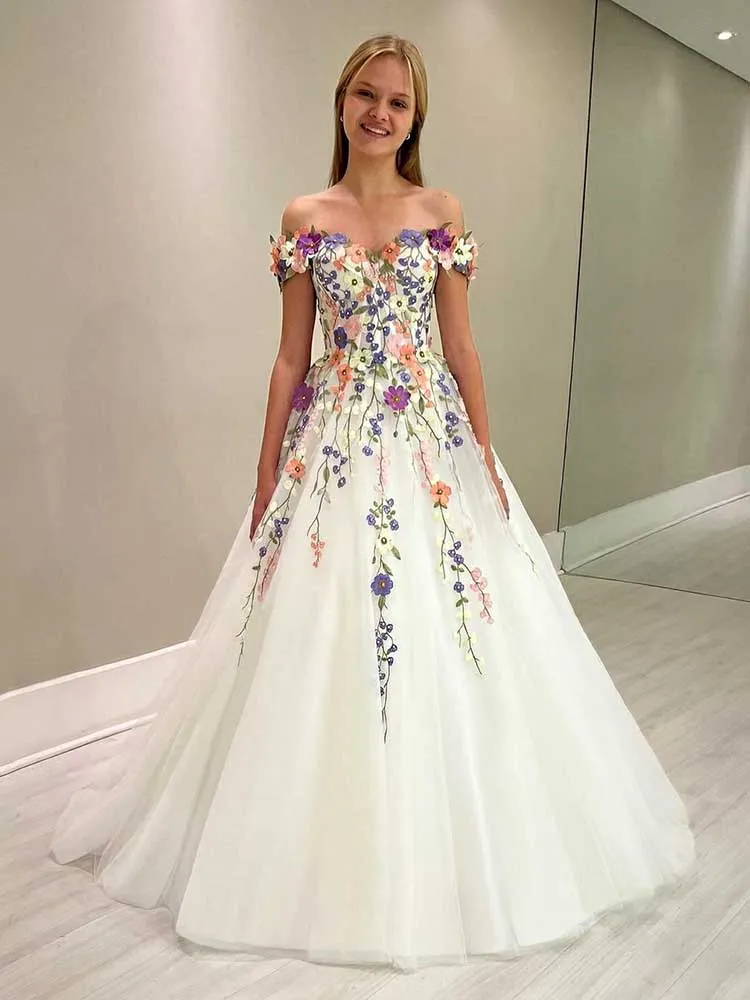 Dress Vestido De Novia Flower Lace Evening Dress White Corset Back Prom Dress - Image 6