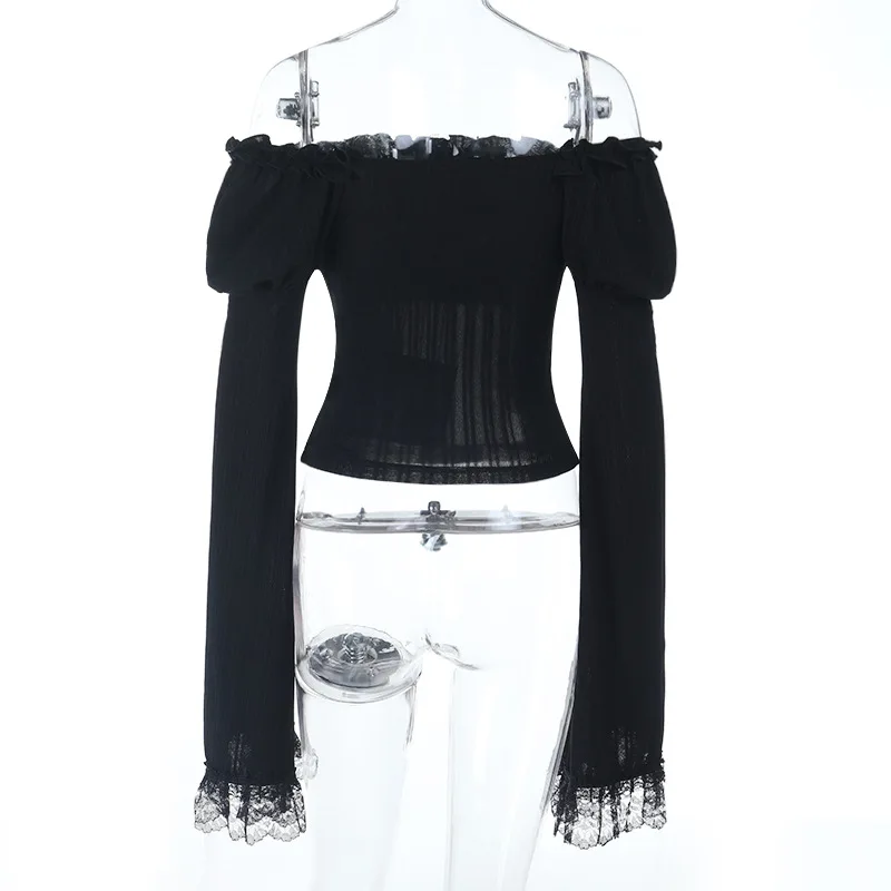 Dark A-line Textured Mini Dress for Women Mall Gothic Outfits Jacquard Lace Trim Embellished Dresses Ball Gown Halloween - Image 8