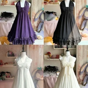 Elegant  Dress Halter Neck Ruched Bust Tiered Lace Ruffle Hem Romantic Daily Party Dress Female Clothing