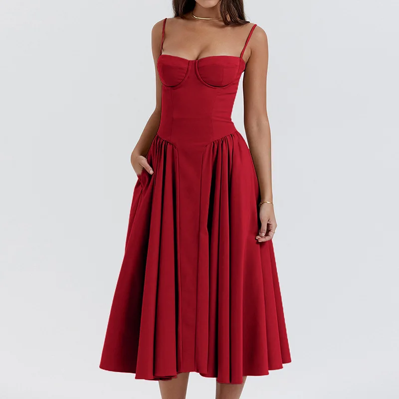 Plaid Printed Spaghetti Strap Sexy A-line Dress - Image 22