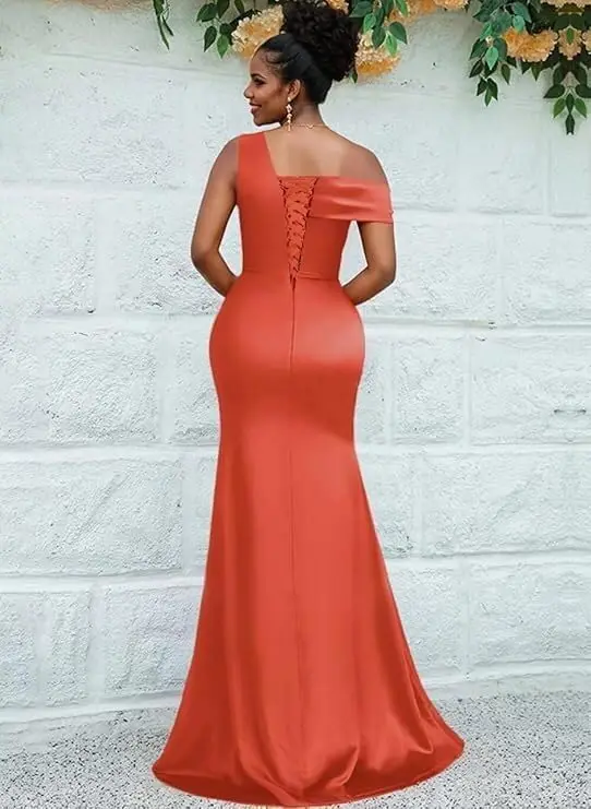 Orange One Shoulder Mermaid Bridesmaid Dresses Formal Wedding Party Gowns Corset Evening Prom Dress Graduation 2026 Customized - Image 17