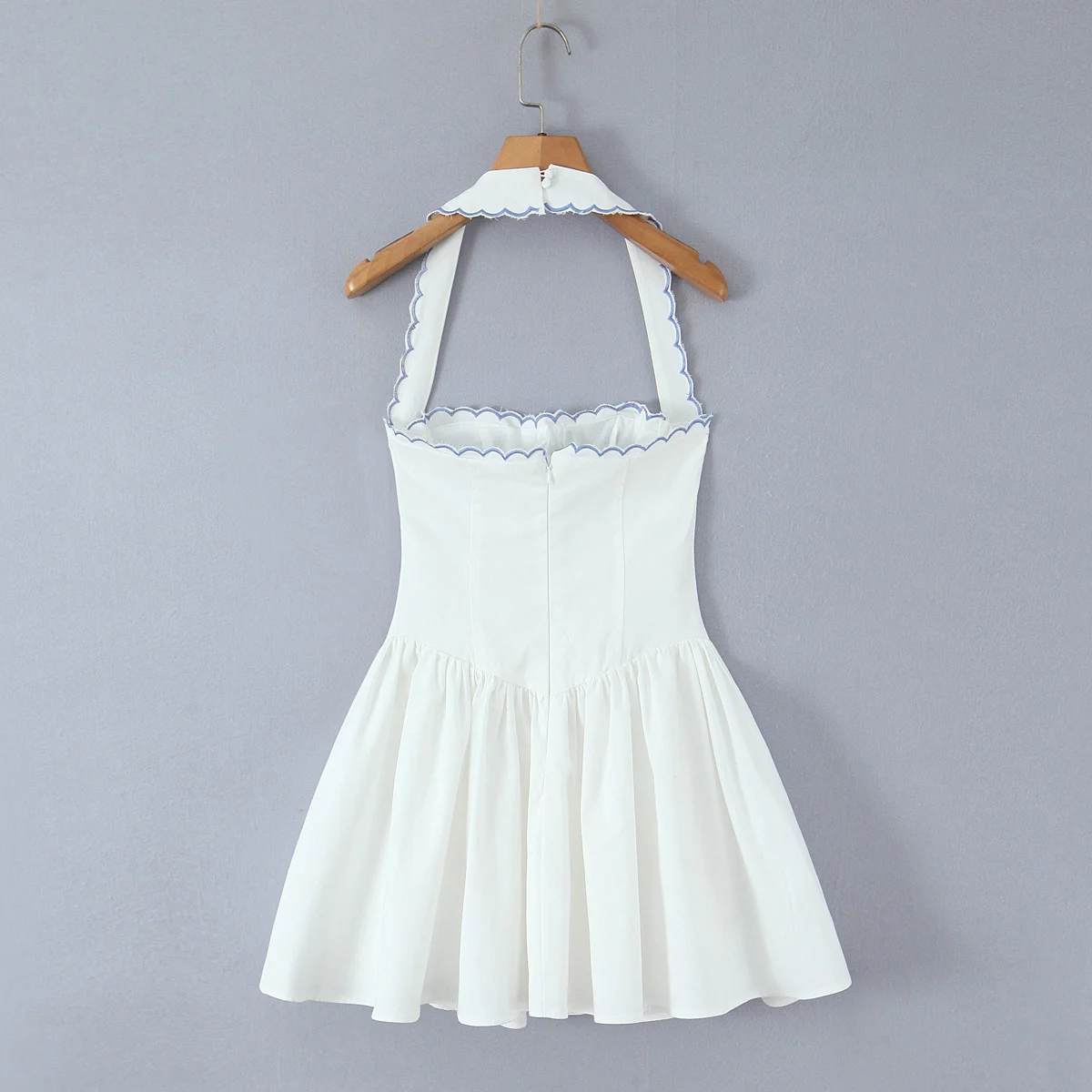 Sexy Backless Halter Embroidery White Dress For Women Elegant A-line Low Waist Mini Dresses - Image 18