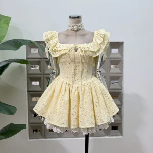 Corset Dress Ruffle Off Shoulder Tie Waist Summer Party Gowns Outfit With Shorts Vestido