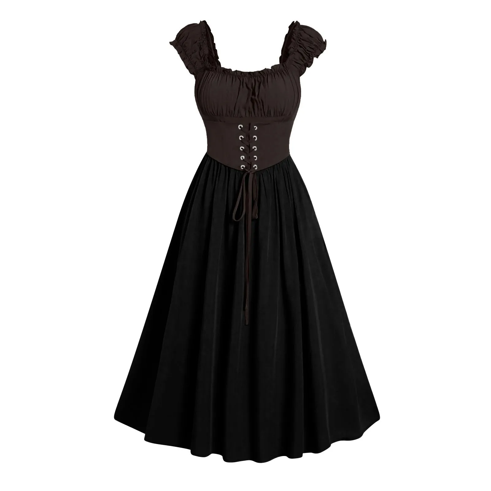 Medieval Dress For Women Gown Gothic Dress Sleeveless Corset Waist Party Midi Lace Up Dresses - Image 9