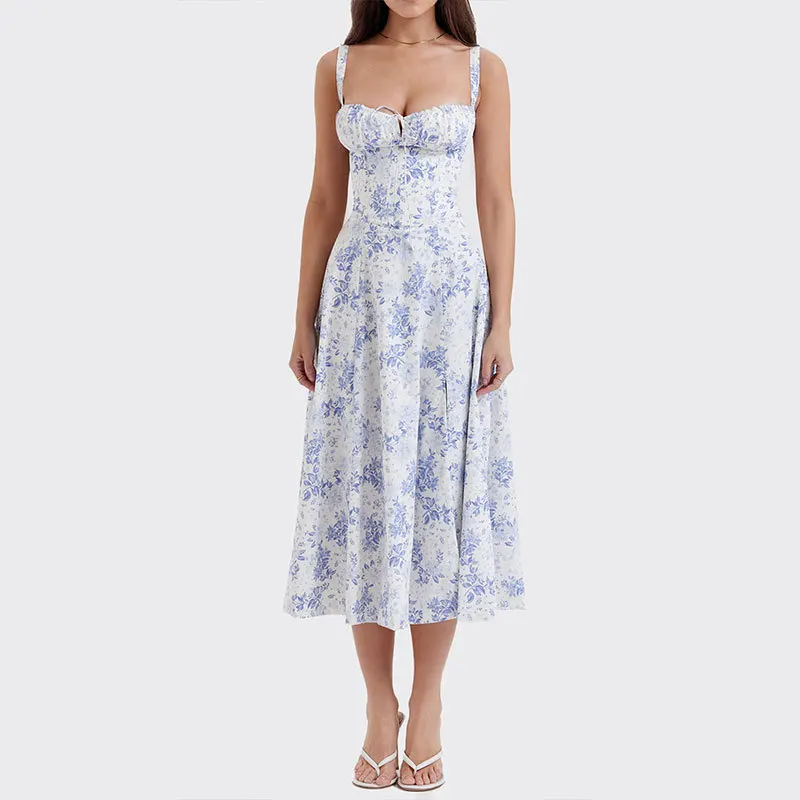 Plaid Printed Spaghetti Strap Sexy A-line Dress - Image 31