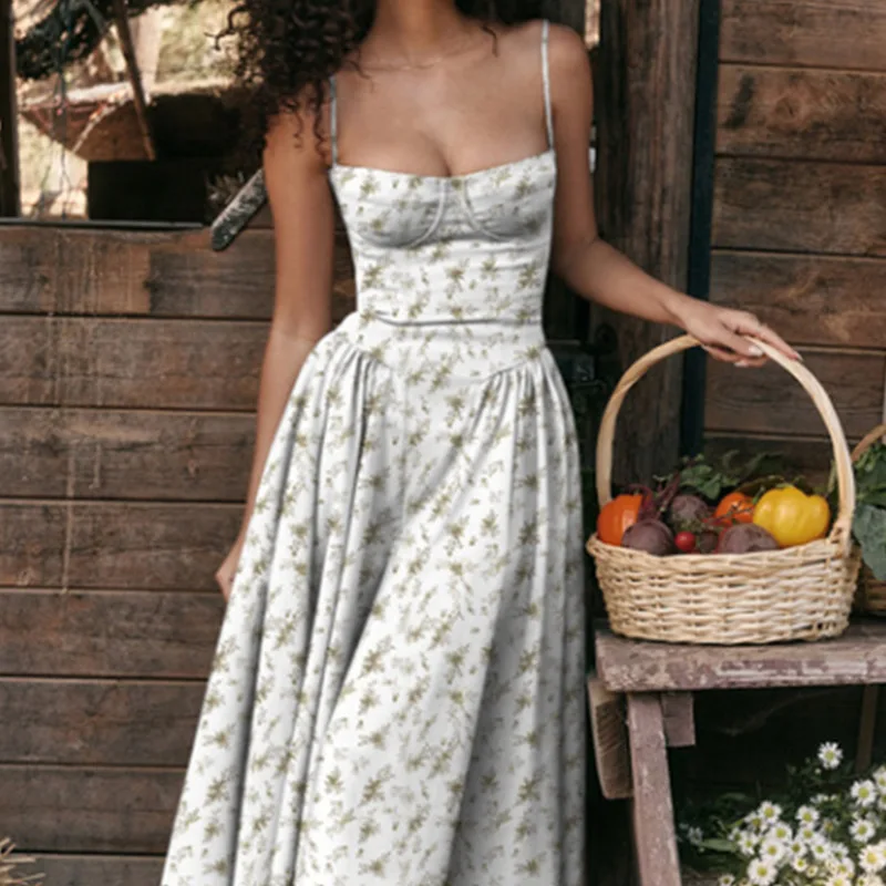 Plaid Printed Spaghetti Strap Sexy A-line Dress - Image 37