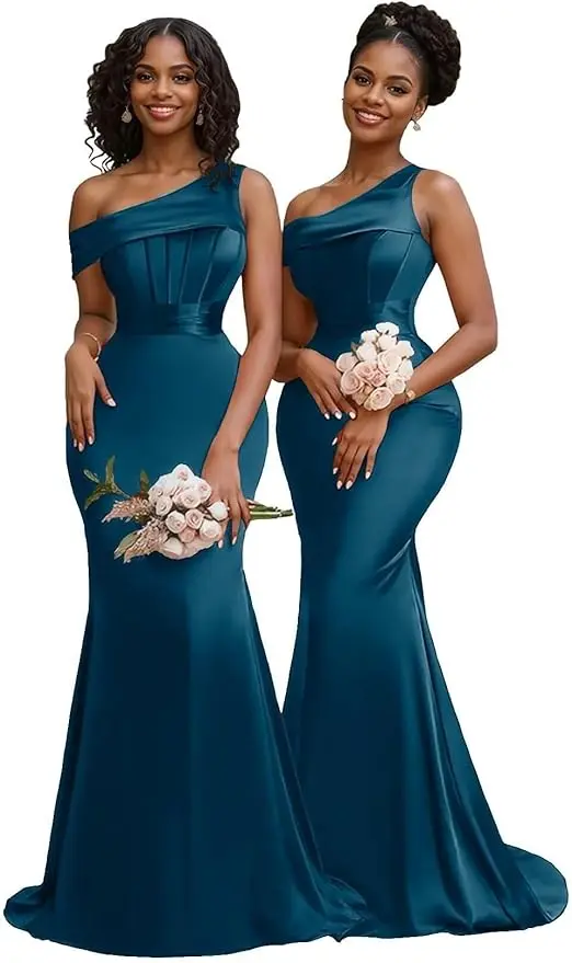 Orange One Shoulder Mermaid Bridesmaid Dresses Formal Wedding Party Gowns Corset Evening Prom Dress Graduation 2026 Customized - Image 9