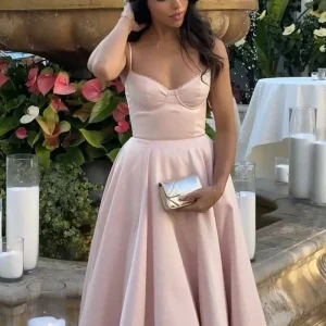 Midi Dress Elegant Spaghetti Strap Bustier Dress