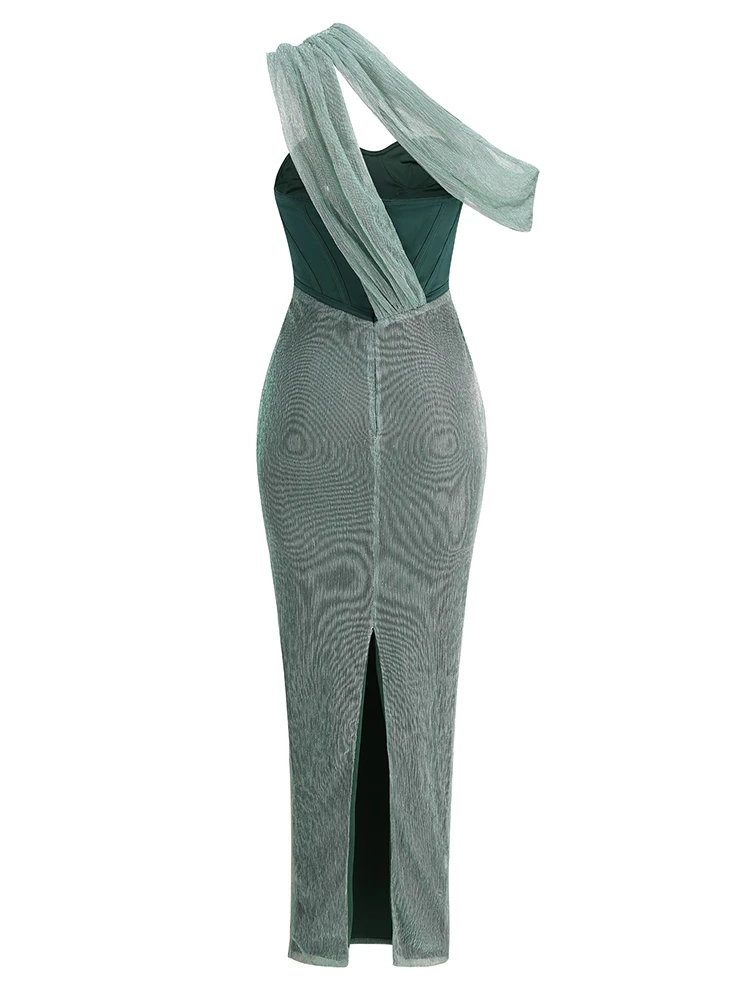 Long Dress Women Brown Corset Sparkly Backless Bodycon Maxi Dresses - Image 24