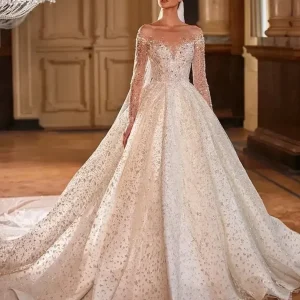 Wedding Dresses for Princess Sparkling Beaded Bridal Dress