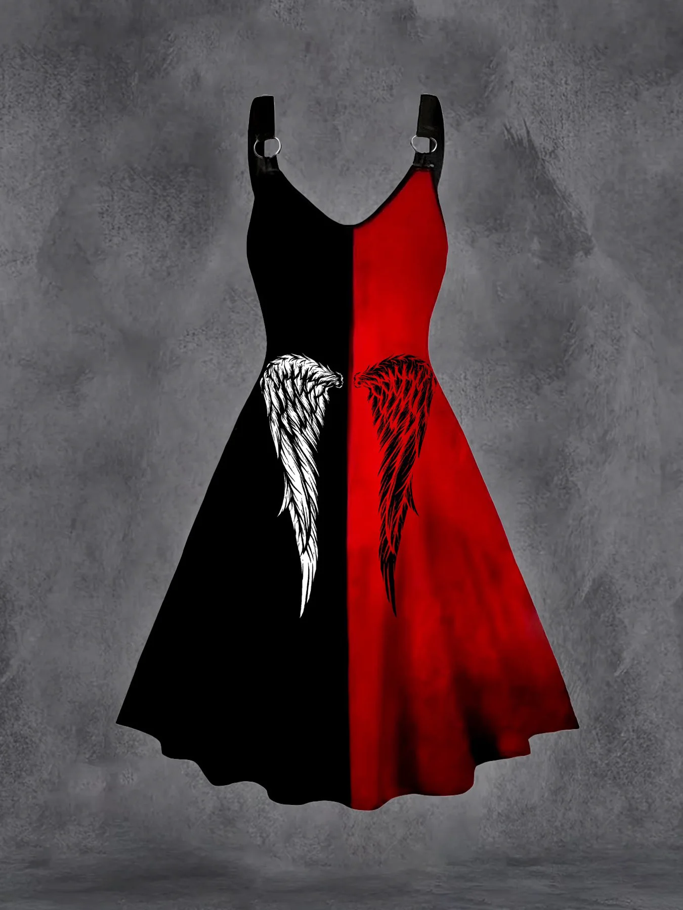 Plus Size Goth Punk Dress Women Black Gothic Lace Up Corset A-Line Halloween Dress - Image 7