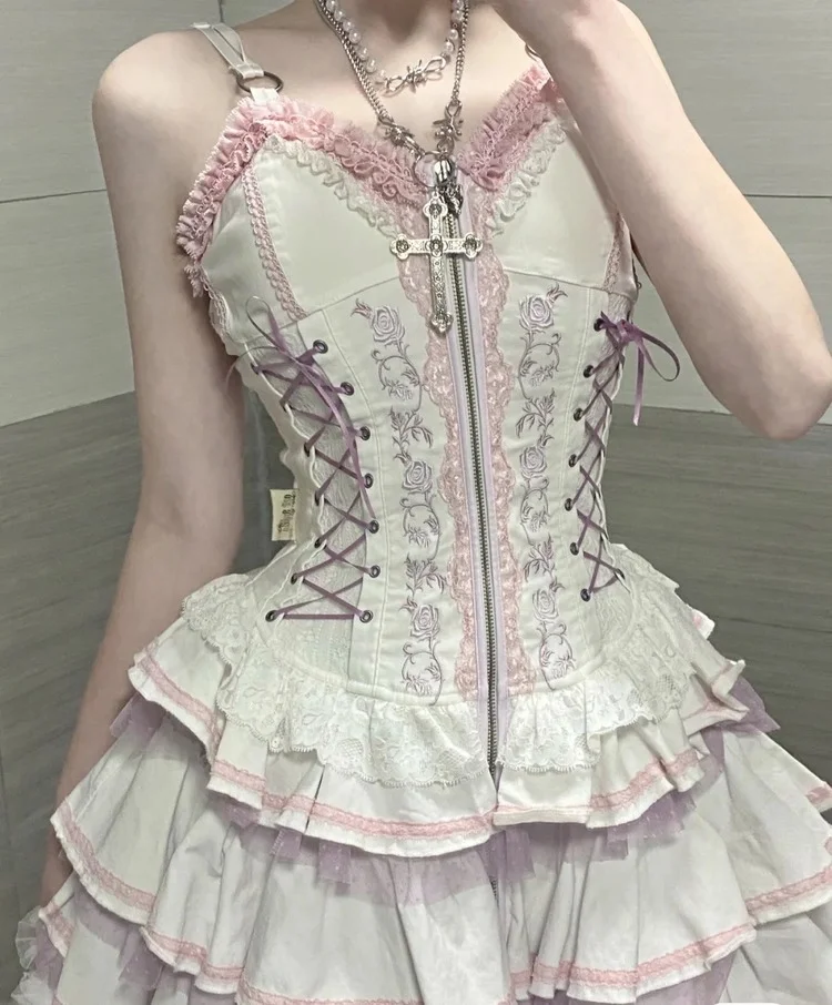Gothic Lolita Dress Women Vintage Victorian Harajuku Lace Bandage Rose Embroidery Party Dresses Girls Sleeveless Vestidos - Image 10