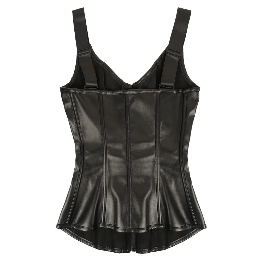 Gothic Ropa Sexy Mujer Lenceria Corset Black Sexy Lace Up PU Leather Court Corset with Built in Bust Support - Image 15
