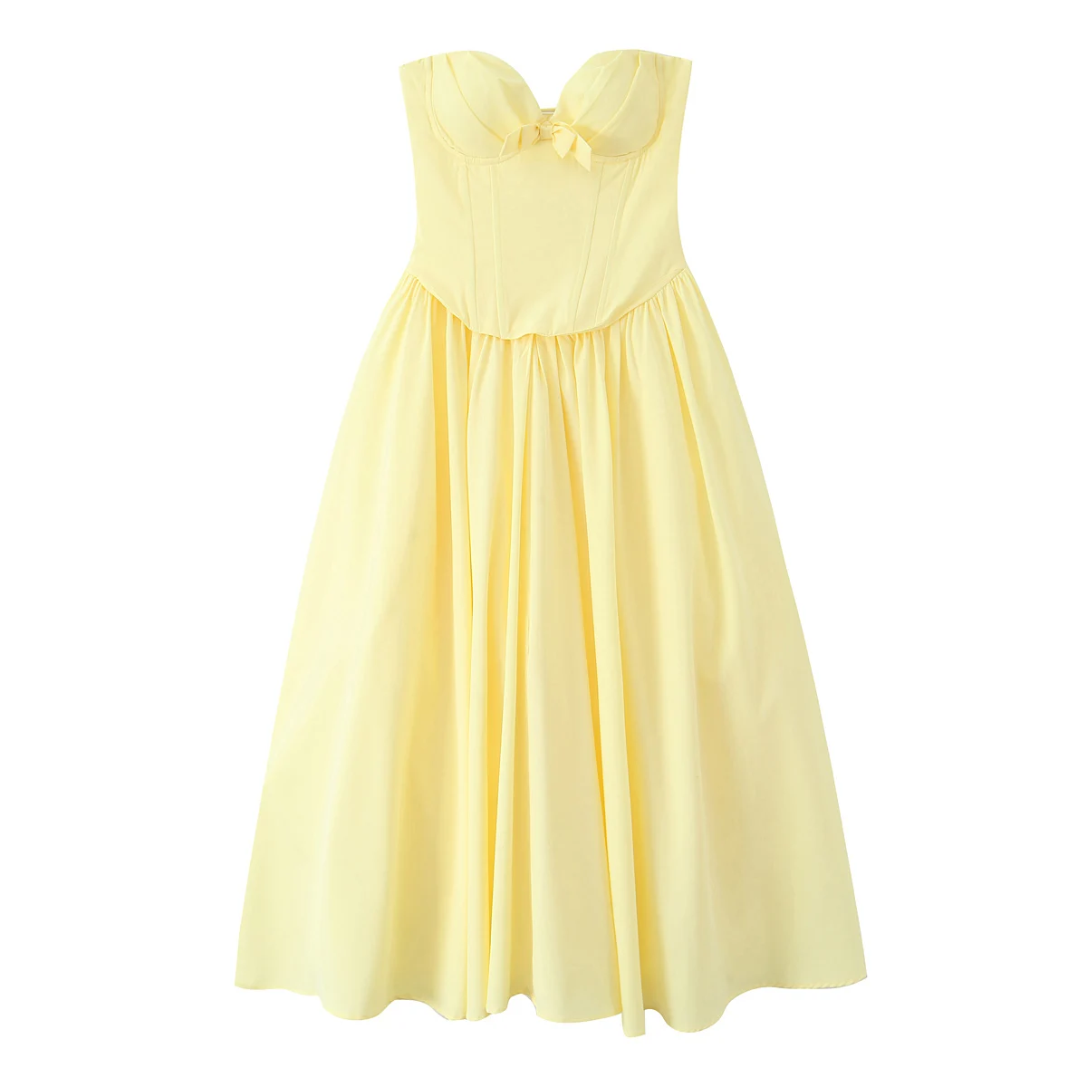 Strapless Bow Elegant Evening Party Dresses For Women Lace Up Bandage Back Ball Gown Yellow Dress Christmas Robe - Image 15