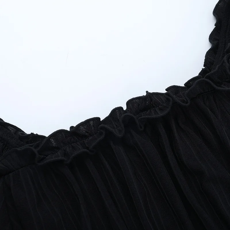 Dark A-line Textured Mini Dress for Women Mall Gothic Outfits Jacquard Lace Trim Embellished Dresses Ball Gown Halloween - Image 11