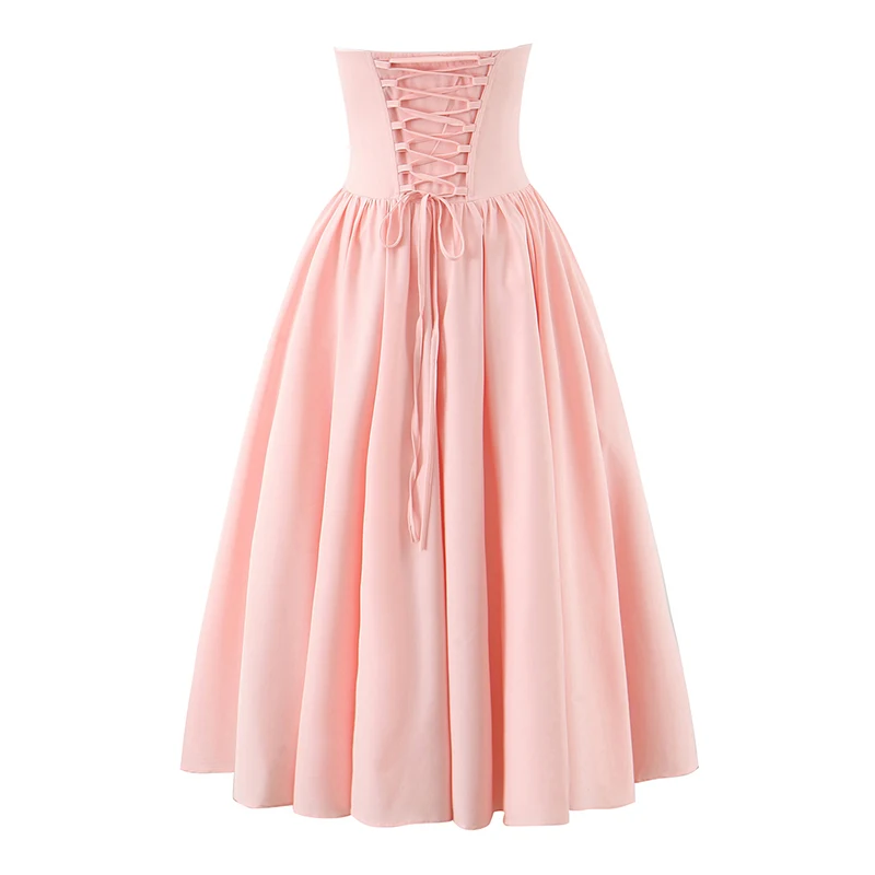 Strapless Bow Elegant Evening Party Dresses For Women Lace Up Bandage Back Ball Gown Yellow Dress Christmas Robe - Image 6