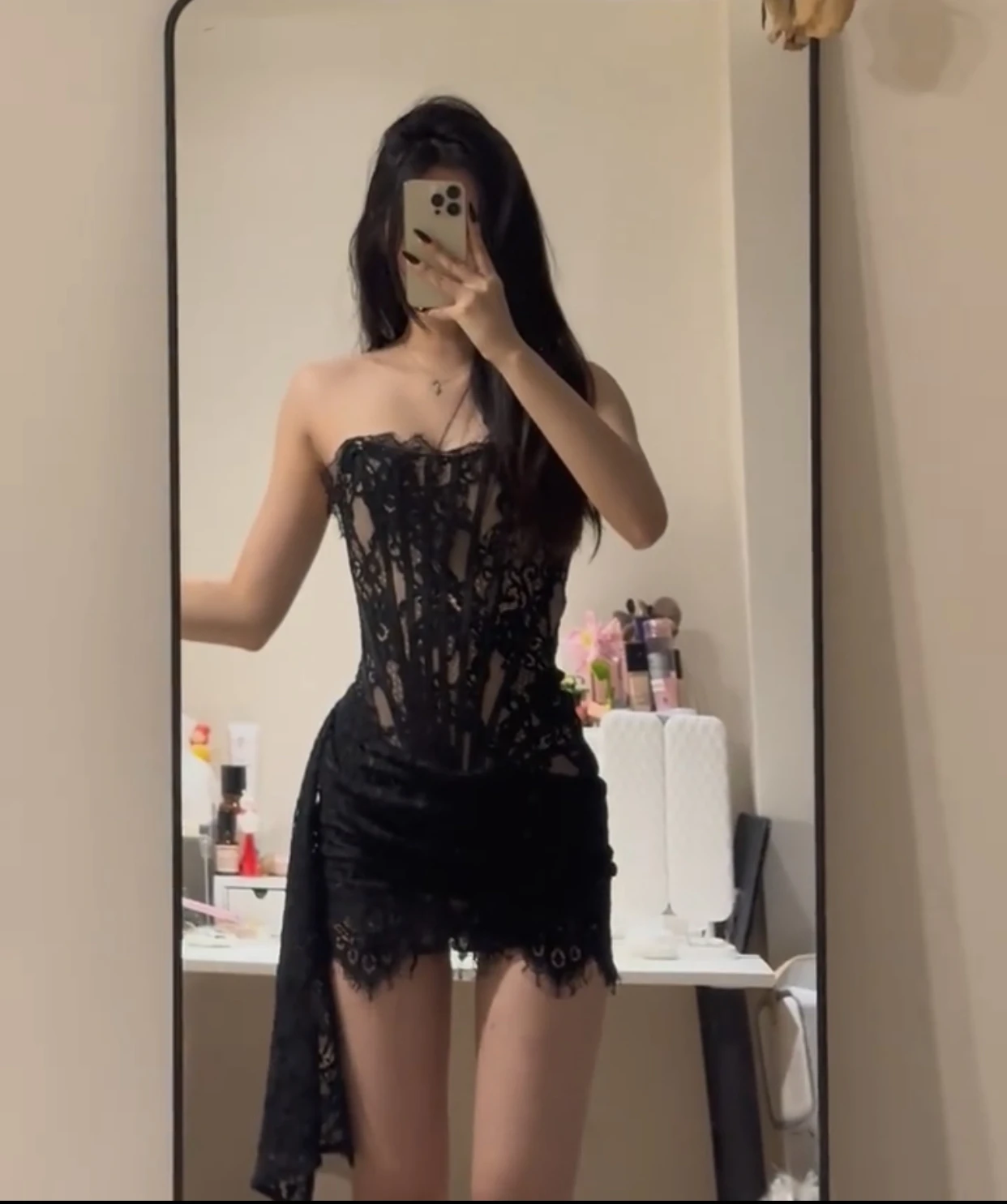 Sexy Lace See-tough Waist-cinched Strapl Dr Women Pure Desirable Bla Dr Adult Ceremony Dr Women - Image 10