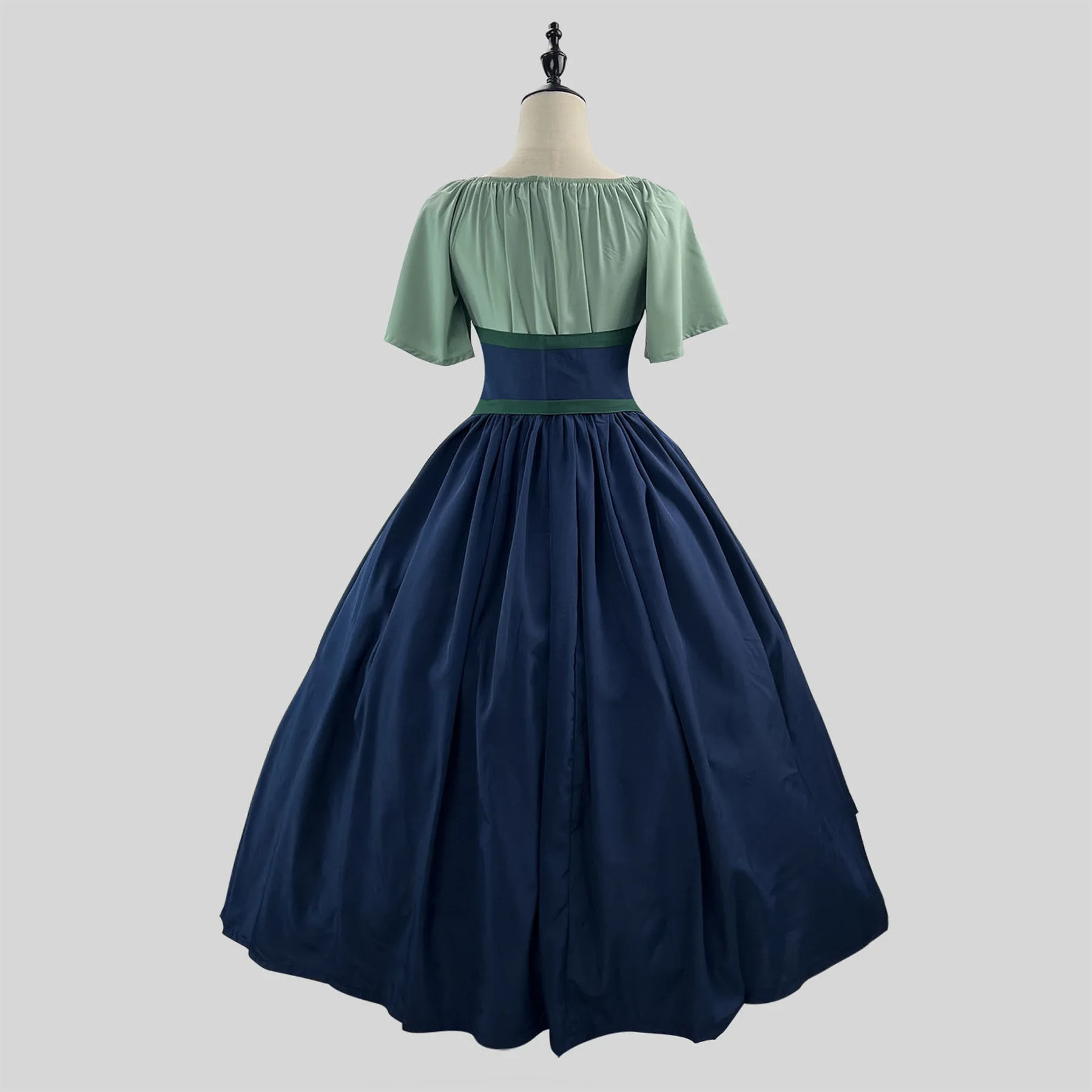 Medieval Renaissance Gothic Gown Women Off Shoulder Patchwork Contrast Slim Vintage Halloween Dress European American Costume - Image 6