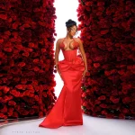 Red Satin Long Mermaid Evening Dresses Aso Ebi Sexy Halter Corset Back Prom Party Dress