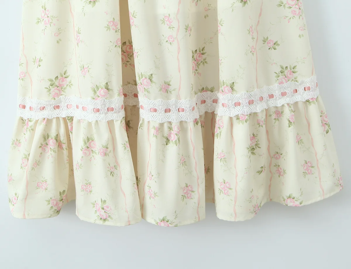 Women Ribbon Embroidered Lace Kapok Diary Corset Maxi Dress - Image 4