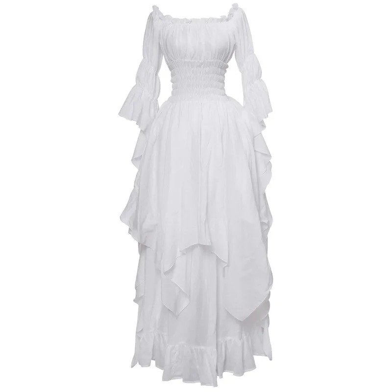 Medieval Costumes Gothic Long Ruffled Dress Retro Clothes Black Vest Lace-Up Corset Top Renaissance Outfits for Women - Image 10